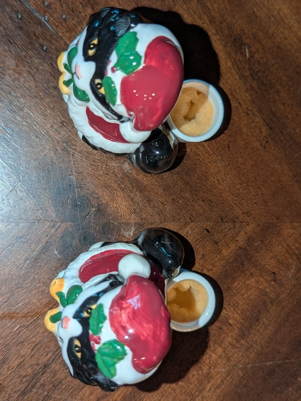VTG Otagiri Japan Cindy Sugawara Christmas Tuxedo Cat Napkin Holder Candle Set